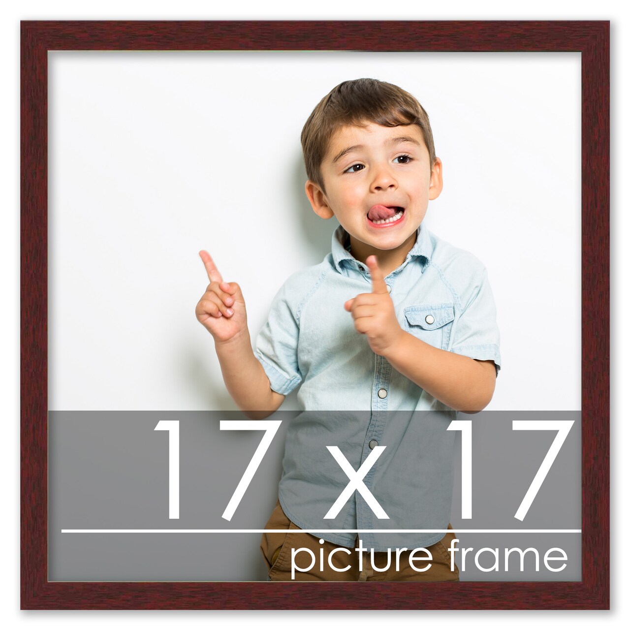 17x17 Solid Wood Picture Frame with UV-Resistant Acrylic & Acid-Free Backing, Available in 6 Finishes: Matte Black, Matte White, Metallic Bronze, Silver, Natural Wood Grain & Mahogany